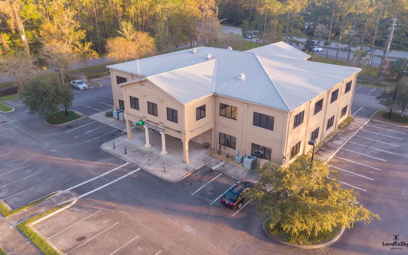 Aerial view of a commercial building